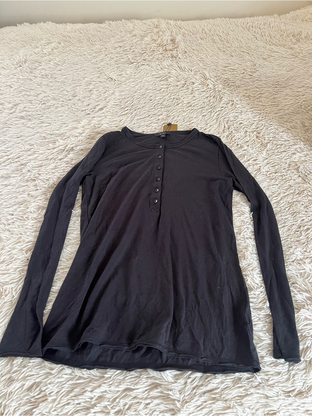 Alala Black Long-Sleeve Button Henley Top
